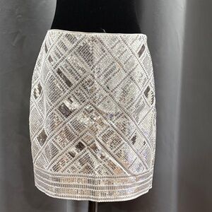 White House|Black Market Sequin Mini Skirt - Cream Size 6